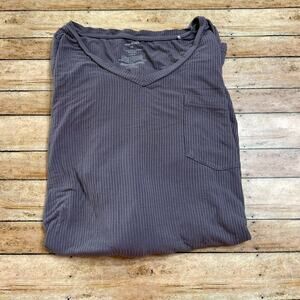 Posh Peanut Men's Charcoal Gray Ribbed Long Sleeve Lounge Top Size 2XL